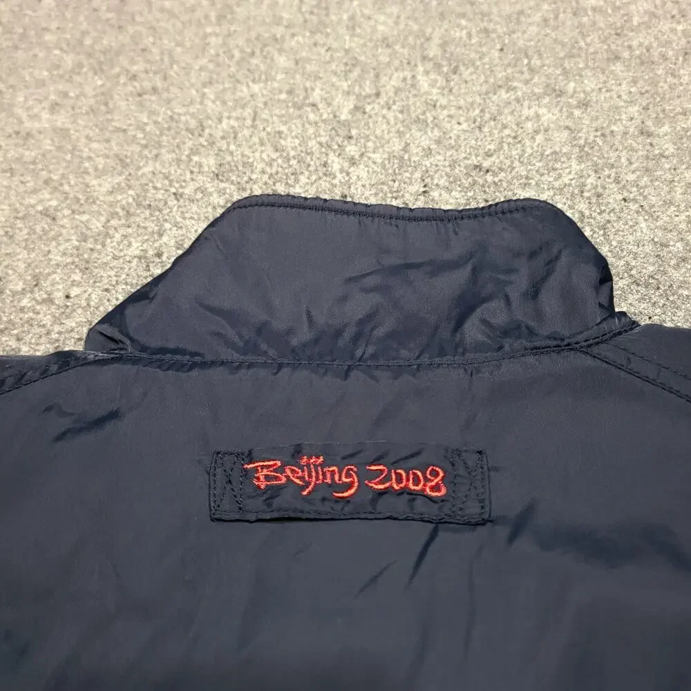 Beijing 2008 Olympics Jacket Mens Extra Large Blue Vest Pockets Zip Fleece Lined